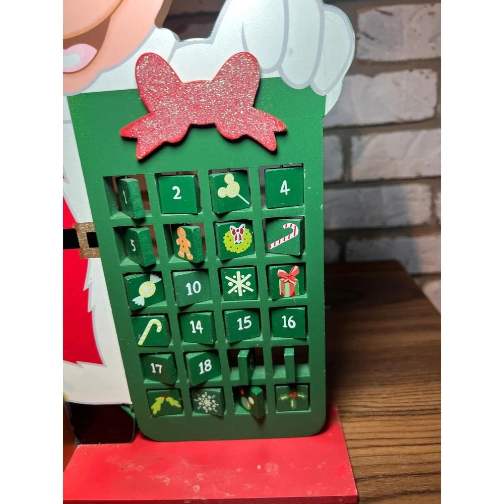 VTG Disney Mickey Mouse Christmas Advent Calendar Wooden Santa Countdown Holiday
